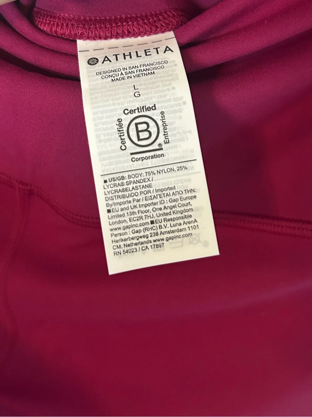 NWT ATHLETA Elation Ultra High Rise Split Slim Flare Pant- Wildberry/ Size Large
